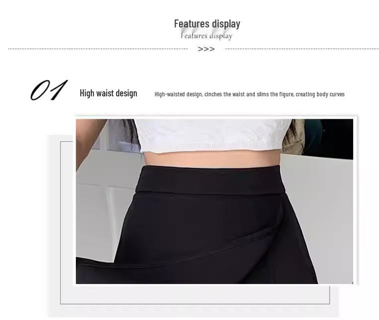 2024 Summer Women's Plus Size High Waist Black A-Line Midi Skirt