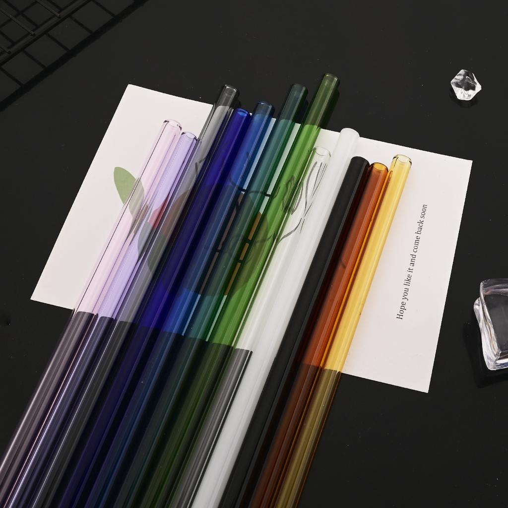 11-piece Reusable Glass Straws Clear Smoothie Drinking Straws with Clean Brush for Beverages Milk Tea Juices Cocktail