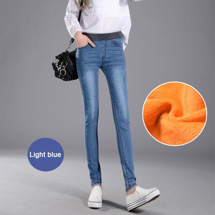 Winter Denim Pants Jeans for Women High Waist Stretch Waist Skinny Jeans Womens High Elastic Plus Size Stretch Jeans
