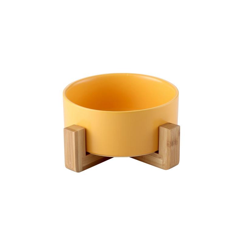 Ceramic Cat Bowl Dog Feeding Bowls Pet Feeder with Wood Stand For Cats Puppy Food Water Storage Feeding Accessories Pet Supplies