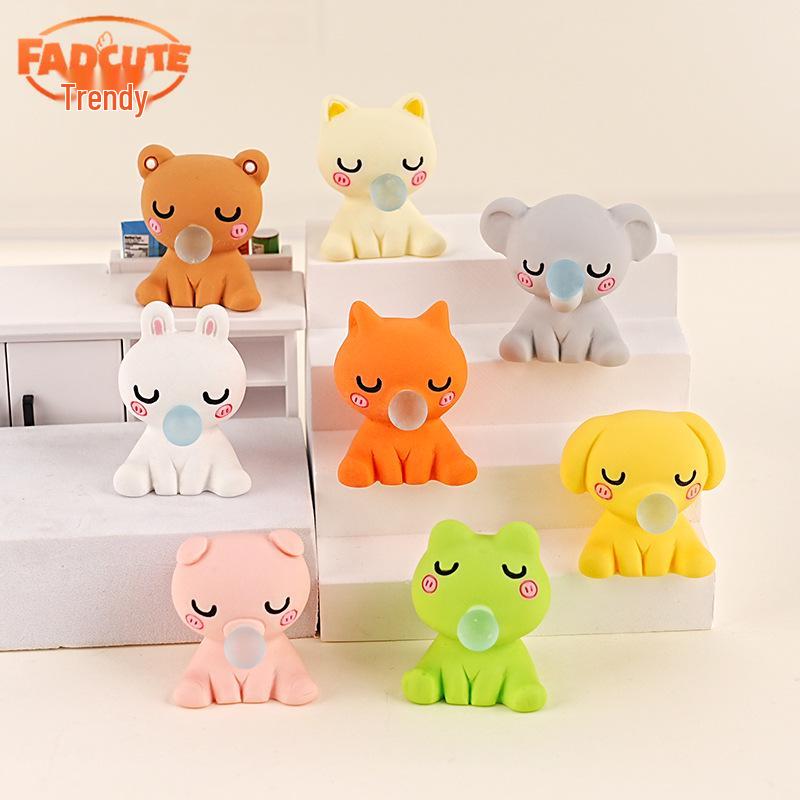 

Handmade 3D Cute Animal Bubble-Blowing Resin Figurines