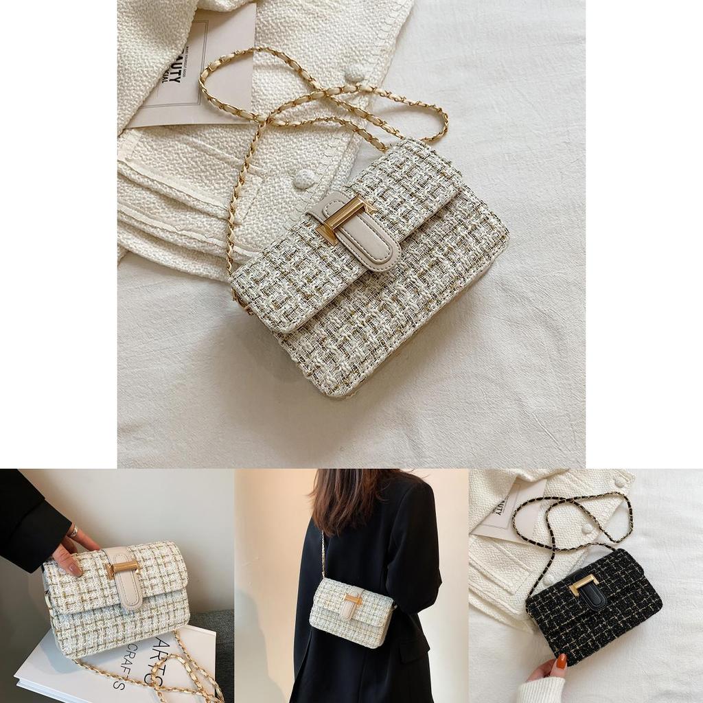 2024 New Korean Style Woven Plaid Mini Shoulder Bag Street Fashion Pu Crossbody Bag
