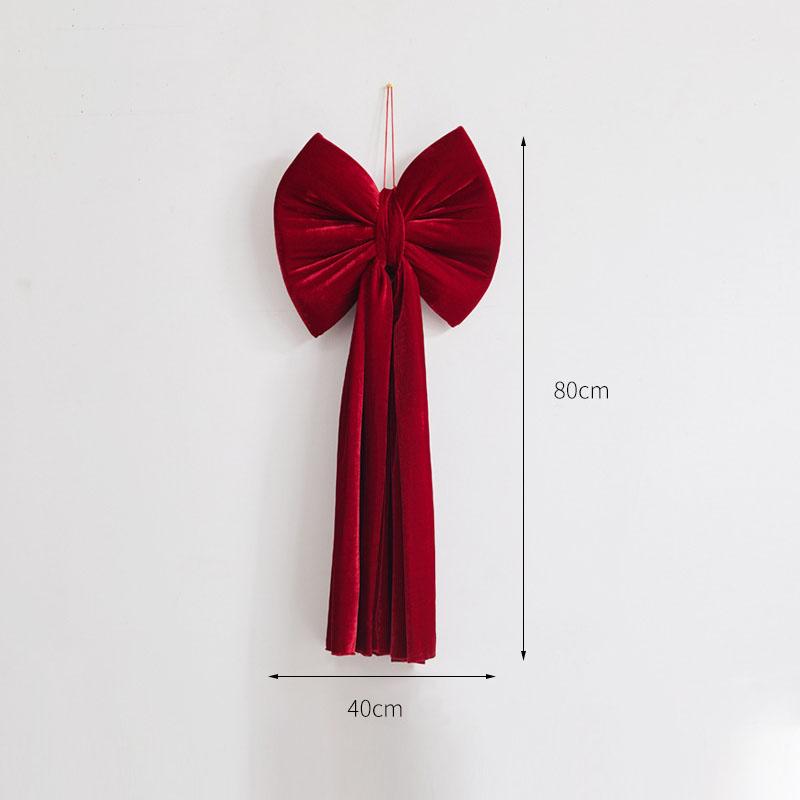 

Large Flocking Cloth Christmas Bow Pendant Christmas Tree Dress Hotel Atmosphere Ornament Wine Red Non Fallen Bow Tree Pendant 17cm