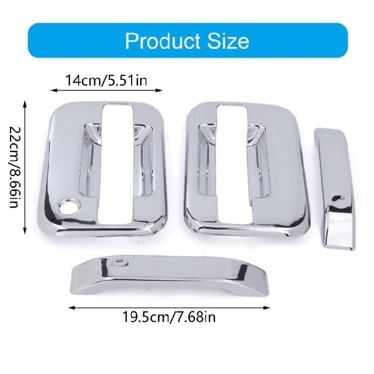 Silver Look Exterior Handle Trim Set, 4 Piece ABS Door Handle Covers for 2004-2014 Truck Door Area Update Daily