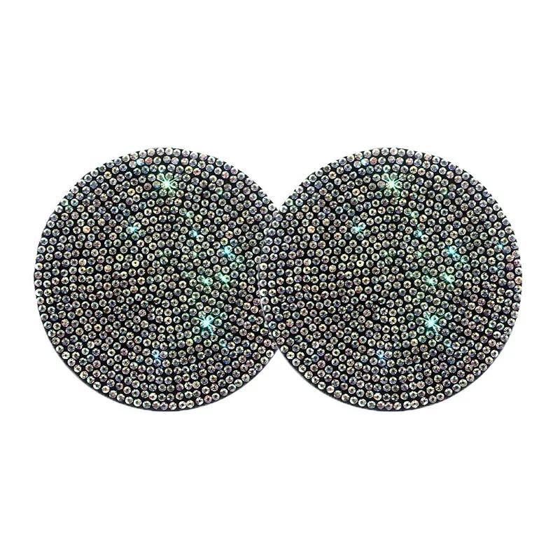 1/2Pcs Diamond Car Coaster Water Cup Slot Non-Slip Mat Bling Gadget Silica Pad Cup Holder Mat Auto Interior Accessories