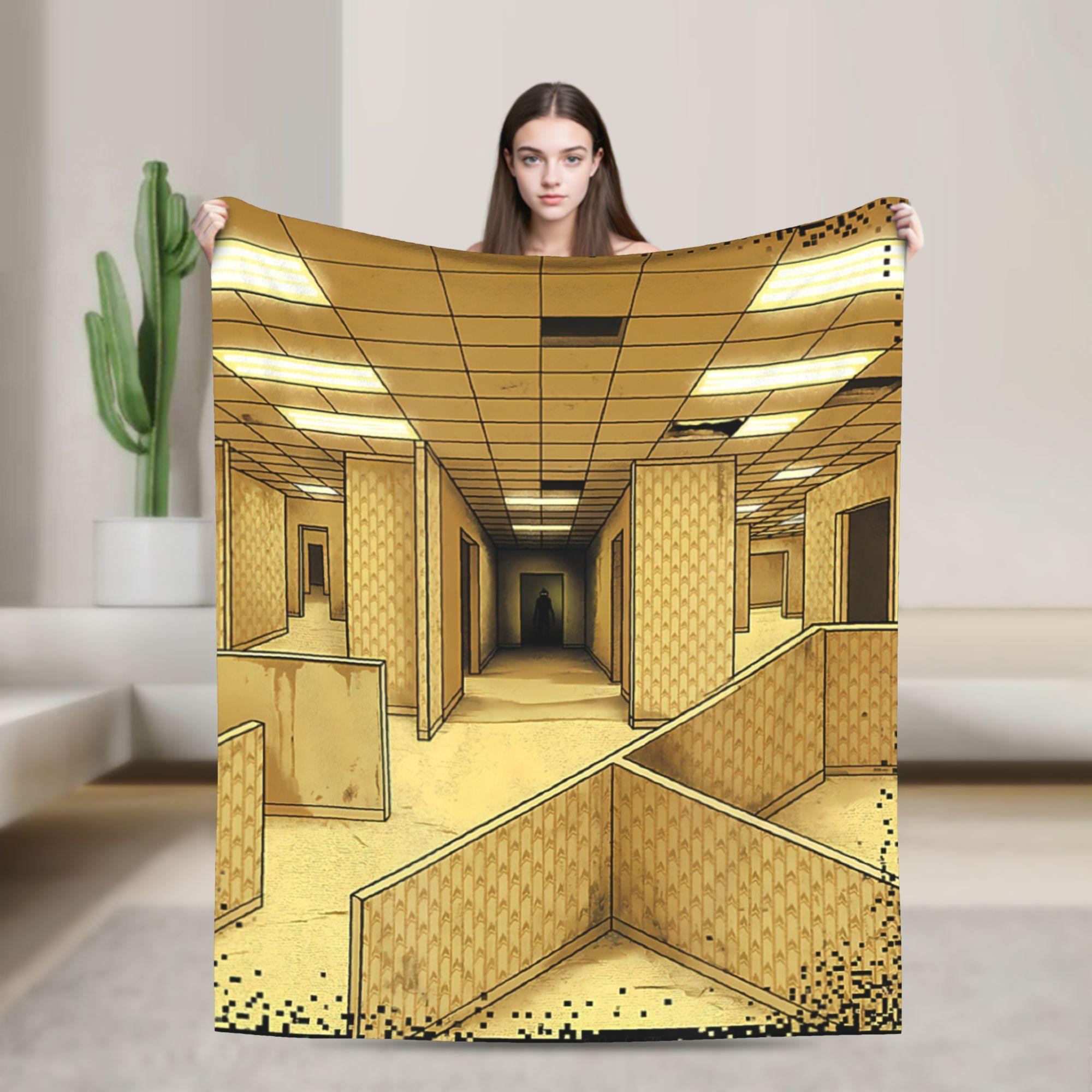 Happy Adults Toys Unisex Warm Soft Blanket Picnic The Backrooms Level 0 Liminal Space Horror Throw Blanket Flannel Bedspread Comfortable Sofa Bed Cover