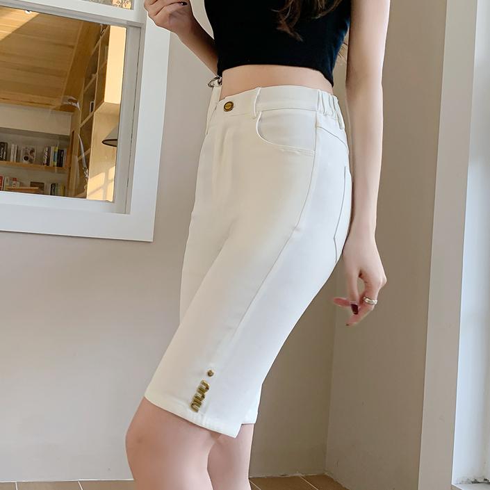 DIMANAF 2025 Übergröße Damen Shorts Hosen Sommer Locker Jeans Kurz Basic Harem Hohe Taille Einfarbige Hosen Elastische Taille