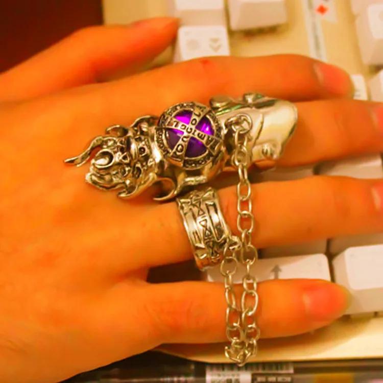 

Versatile Design Sense Anime Hitman Reborn Joint Ring Gemstone Revolving Rings Cosplay Props Figure Punk Gothic Party Gifts фіолетовий