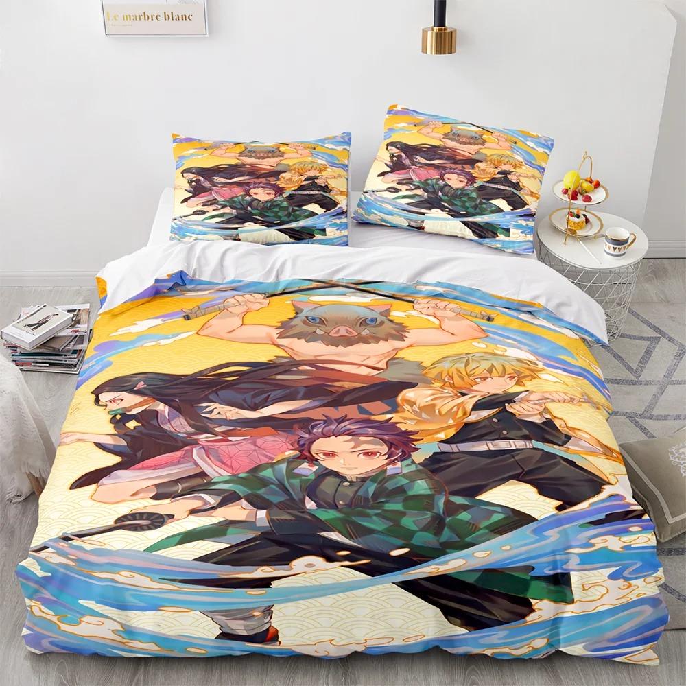 Juego de Cama de Demon Slayer Individual Twin Full Queen King Size Anime Kawaii Juego de Cama Aldulto Niño Dormitorio Juegos de Funda Nórdica 3D