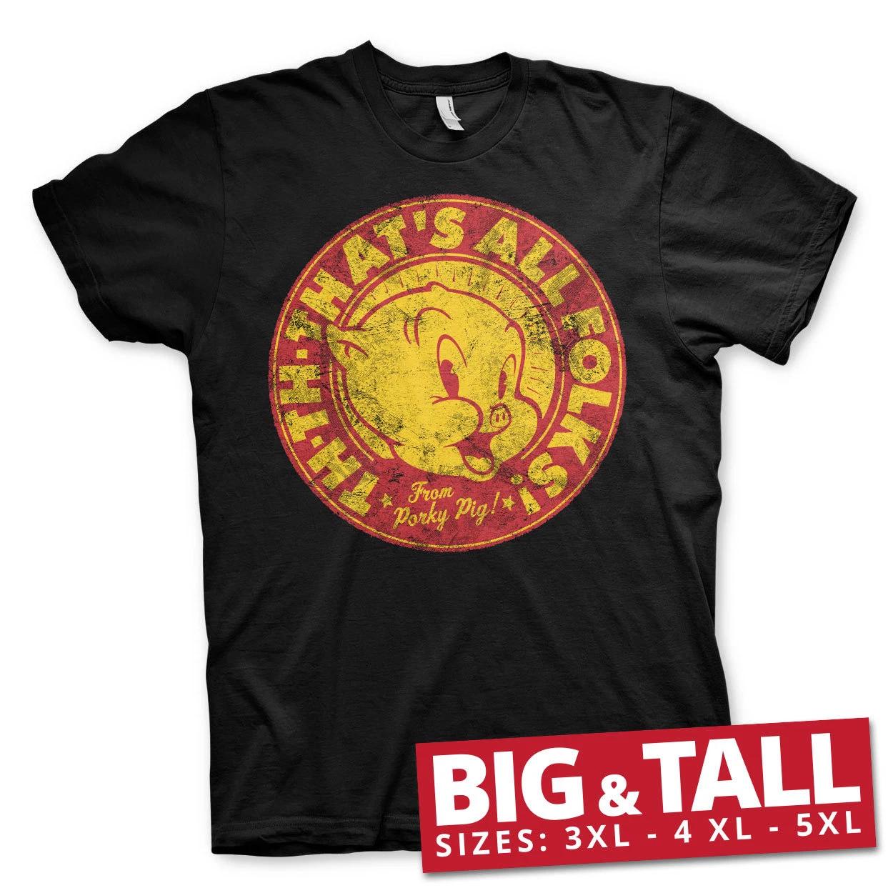 Licenza Ufficiale Porky Pig- That s Tutti Forcelle! 3XL, 4XL, 5XL Uomo T-Shirt S
