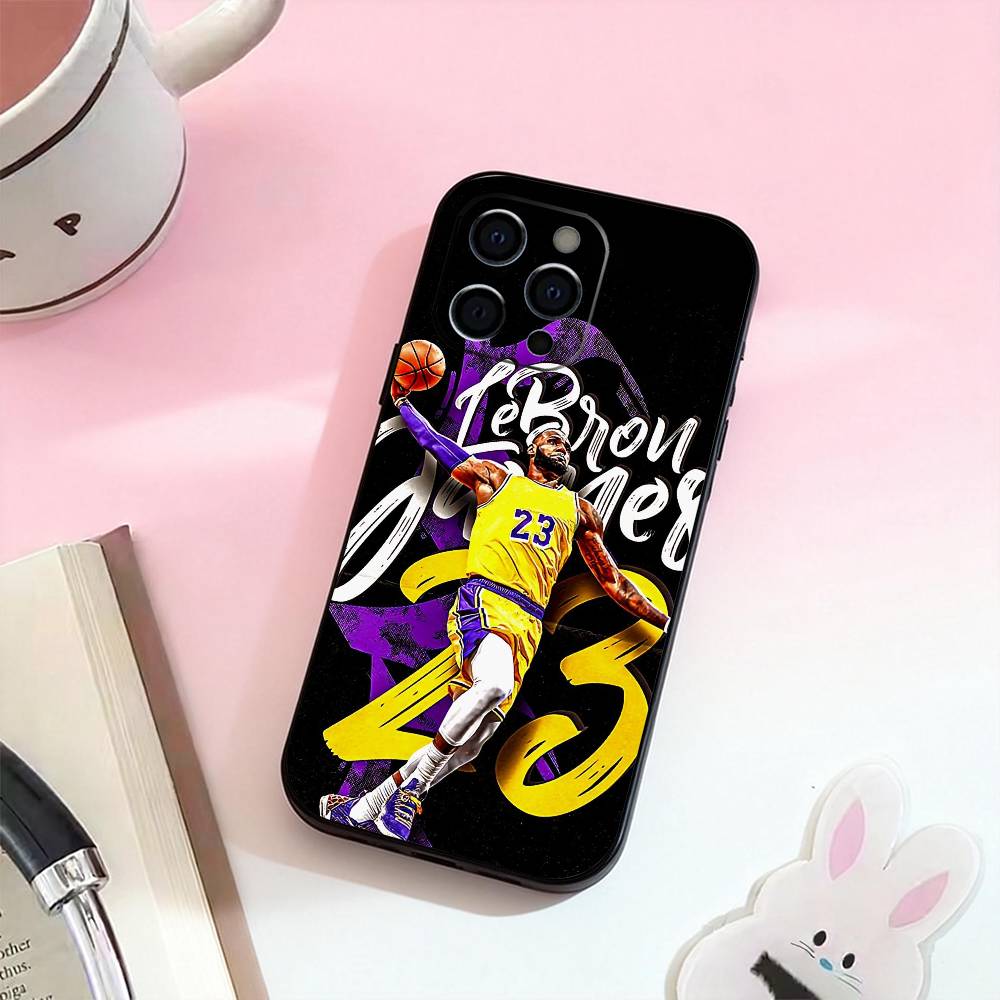 Custodia per Telefono Basketball L-Lebron James 23 Per iPhone 17,16,15,14,13,12,11 Plus,Pro,Max,XS Silicone Morbida