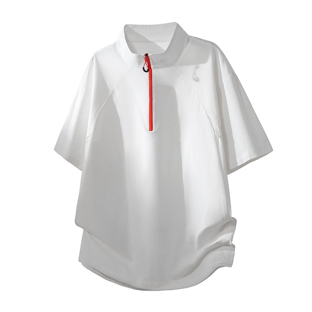 Summer Plus Size Short Sleeved T-shirt Men's Ice Silk Outdoor Versatile Quick Drying Pullover Short Sleeved Loose and Loose Sports Top