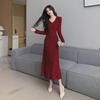 Women's V-Neck Long-Sleeve Sequin Fishtail Dress (2024 Autumn/Winter Collection)