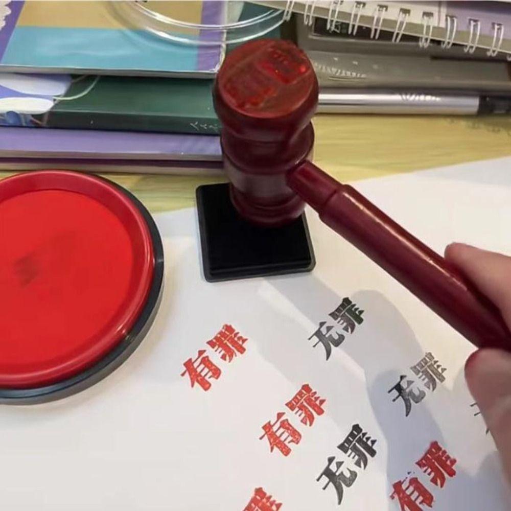 Inkpad Toy Wooden Hammer Tool Mini Judge Gavel Judge Stamp Hammer Notebook Decoration