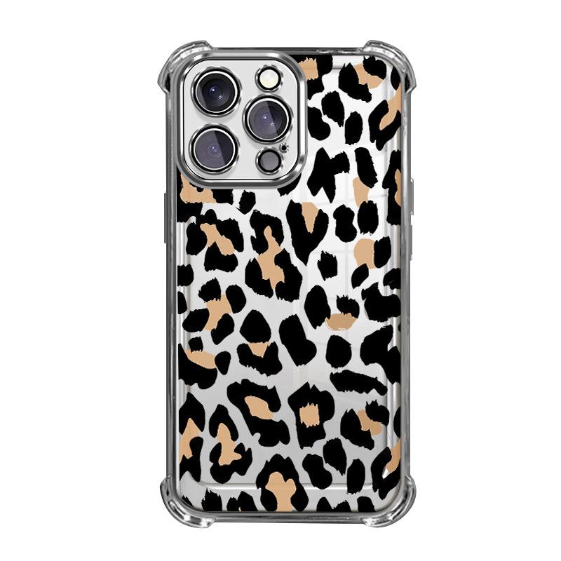 Hot-selling iphone13 leopard print mobile phone case 17promax anti-drop airbag case Apple 16 high-value women's model