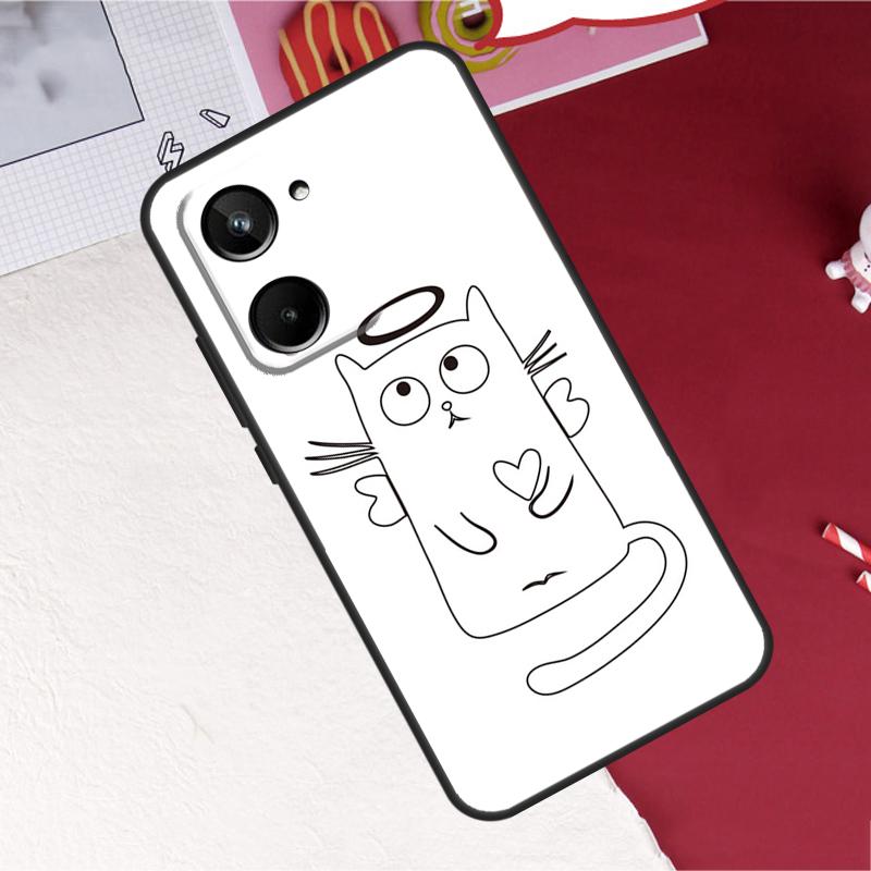 Funny Cute Cat Line Art For Realme 10 11 12 13 14 Pro Plus GT6 GT7 15 Pro C61 C67 C63 C71 C55 C51 C65 C53 C75 Case