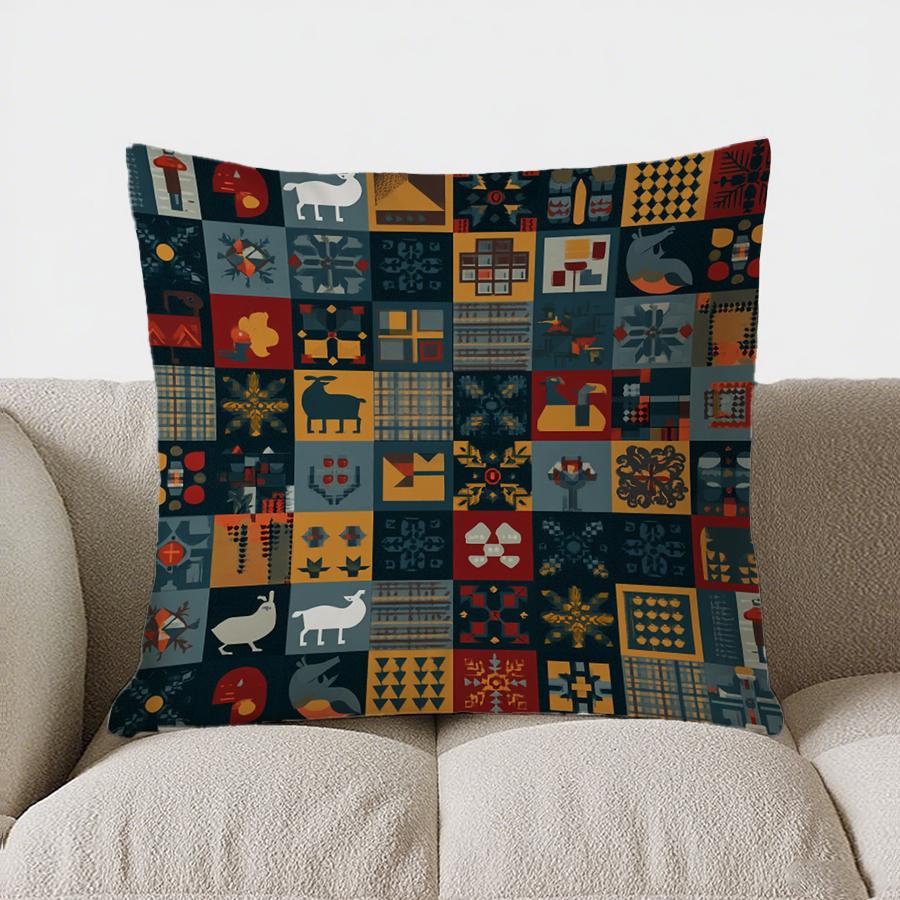 Home Decor Blue Gift Boxes Pattern Decorative Pillow Cover Pattern Cushion Cover Suitable For Sofa Bedroom Car Pillow Cover