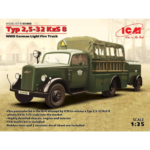 ICM 1/35 Scale German Opel Fire Engine 2.5-32KzS8 Plastic Model Kit 35403