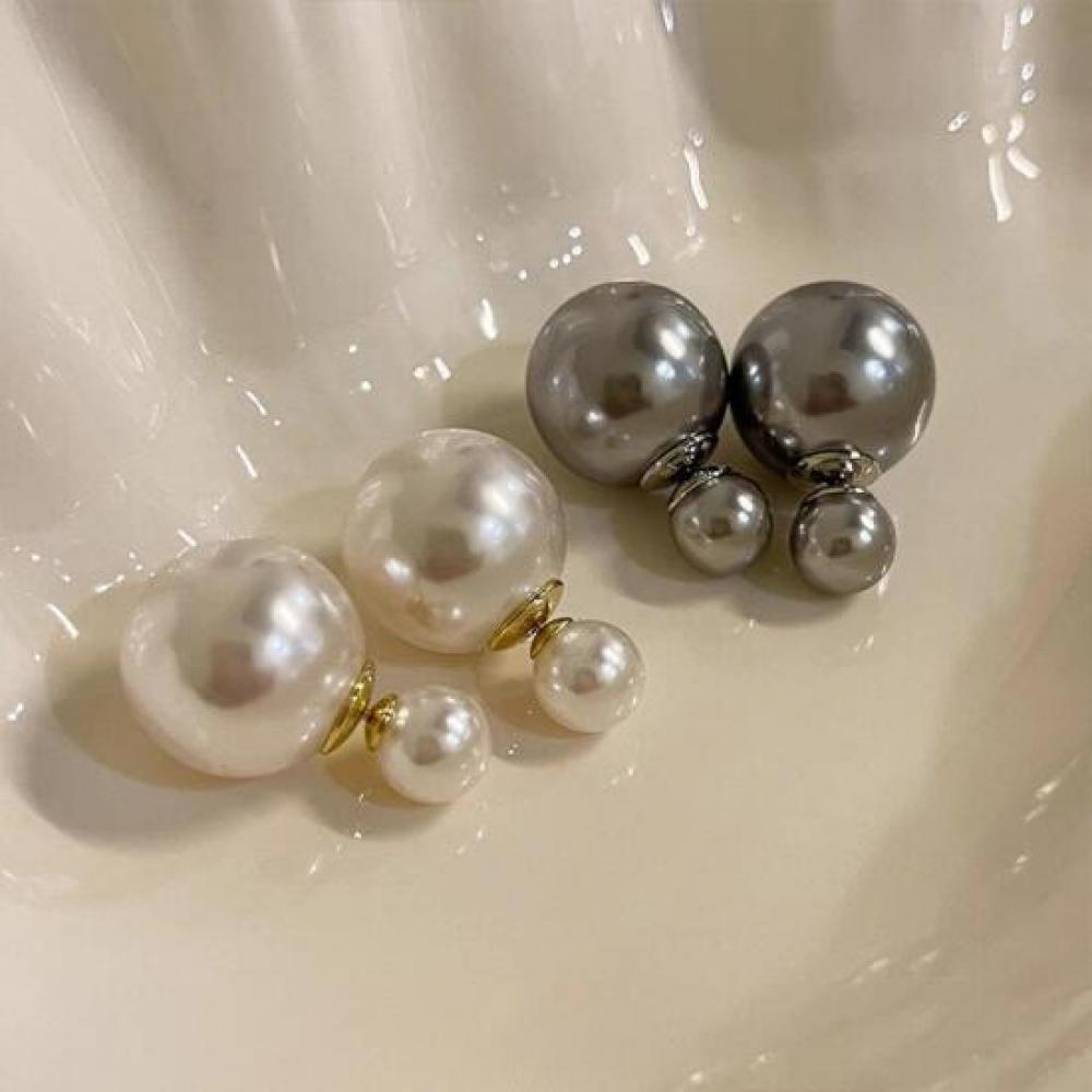 New Arrivals Open Run Women Double Pearl Bling Style Earrings