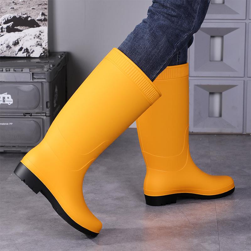 New Pvc Beef Tendon Sole Waterproof High Rain Boots, Non-slip and Wear-resistant Labor Insurance Water Shoes for Men