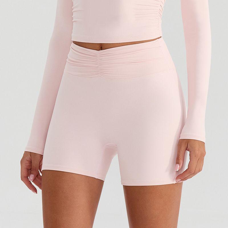 

Foreign Trade Yoga Clothes Shorts Women s Nude Feeling No Embarrassment Line Tight Running Sports Fitness Leggings Cycling Three Pants Sakura pollen M/6