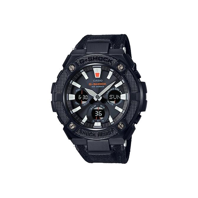 

Casio G-Steel Series 200M Water Resistant Quartz Movement Leather Strap Watch Men watches Black GST-S130BC-1A Black Dial