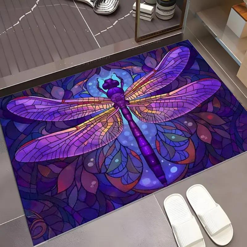 

Dragonfly Print Non-Slip Door Mat Modern Entrance Carpet Rug For Home Decoration Durable Indoor Outdoor Use Easy Clean Fashion 40X60CM