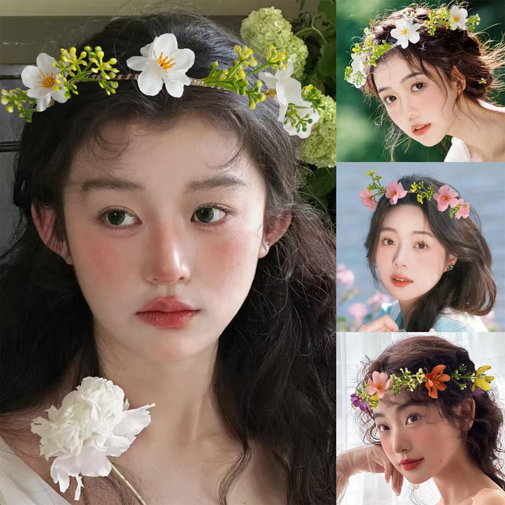 Tiara de Flores Rústica Elegante para Mulheres Acessórios de Cabelo Postiços para Festas ao Ar Livre e Ocasião Romântica