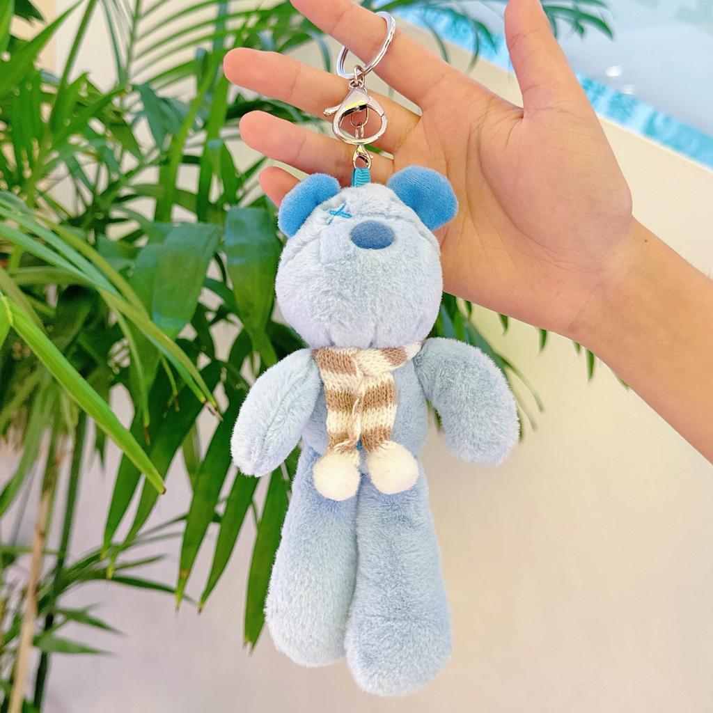 Fluid Bear Pendant Scarf & Teddy Bear Doll Keychain: Street Style Gift for Girls