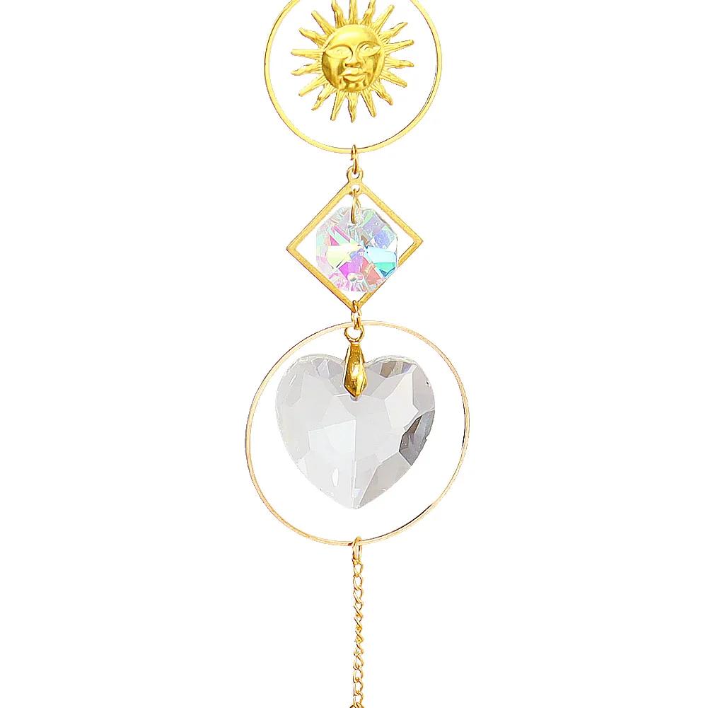 Moon Star Crystals Wind Chime Prism Sun Catchers Handmade Jewellery Garden Hanging Pendant Ornament Window Curtain Home Decor