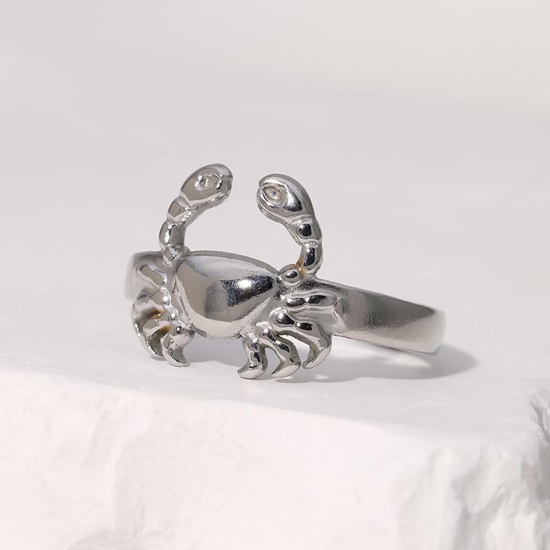 18K Goldplattierter Edelstahl Krabbenring - Serie Meeresbewohner