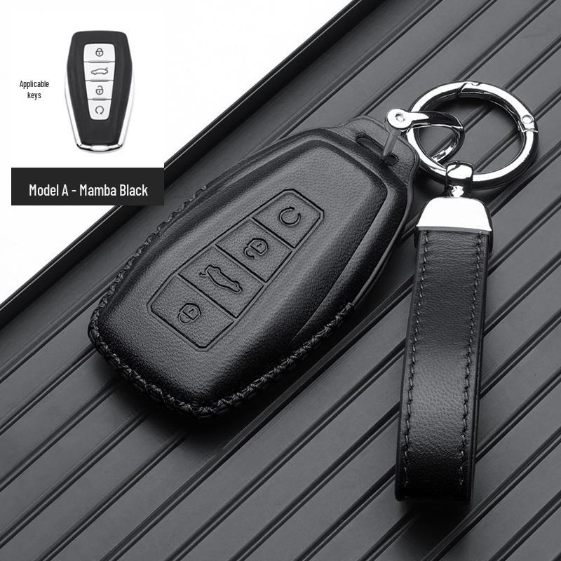 Genuine Leather Key Case for Geely Boyue, Xingyue L, Binyue ICON, Xingrui, Panda Mini - Premium Metal Shell