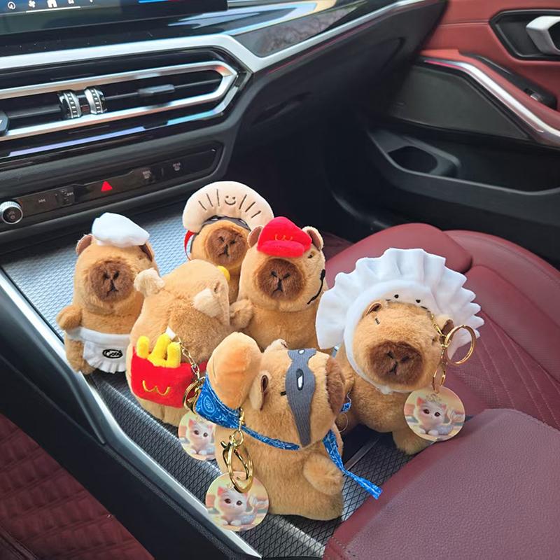 1 Adet Komik Bebek Peluş Kapibara Patates Kızartması Ekmek Gurme Serisi Anahtarlık Yiyecek Kapibala Kolye Karikatür Hayvan Anahtarlık