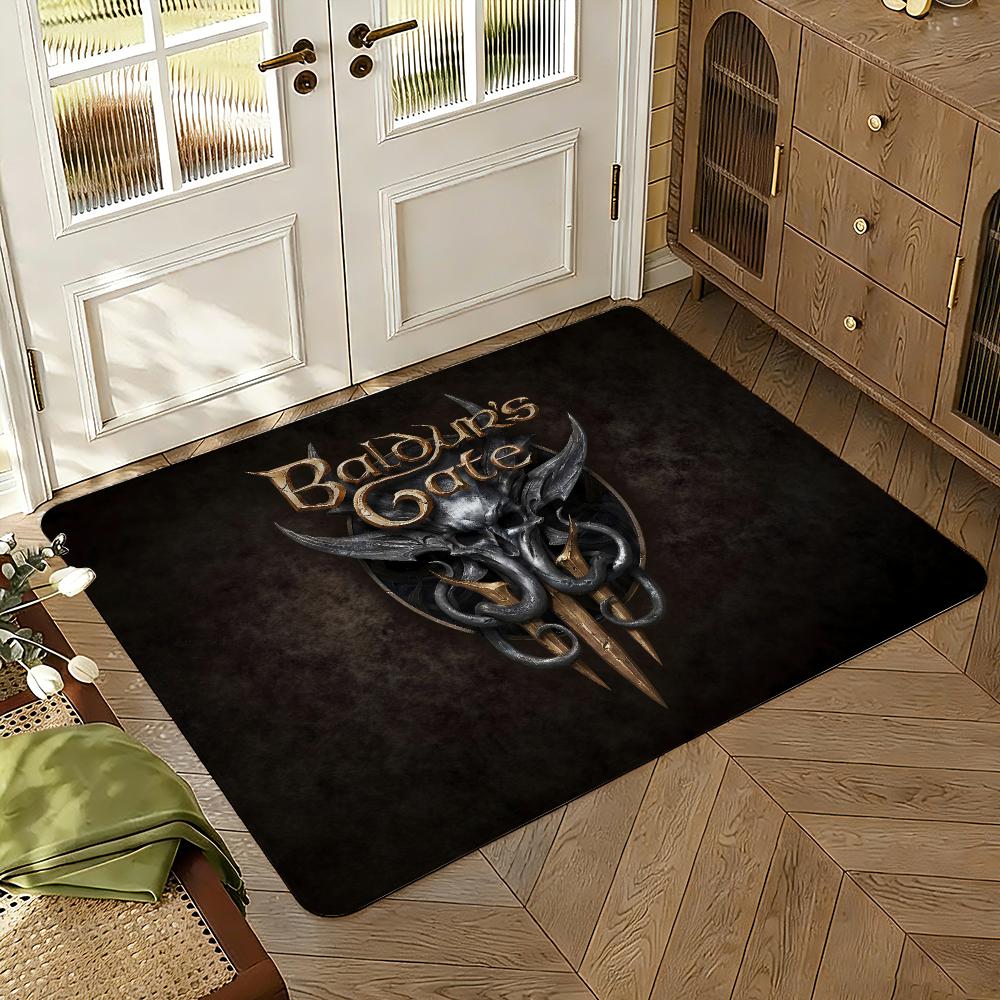 1pc B-Baldurs Gate 3 Creative Pattern Hanging Absorbent Non-Slip Floor Mat Flannel Rug Bedroom Living Room Door Mat Home Decor