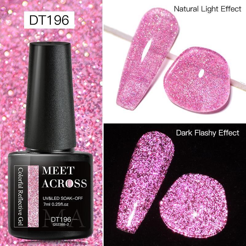 

MEET ACROSS 7 мл цветной светоотражающий гель-лак для ногтей с блестками, мерцающий гель, отмачиваемый гель-лак для маникюра, лак для салона ногтей DT196
