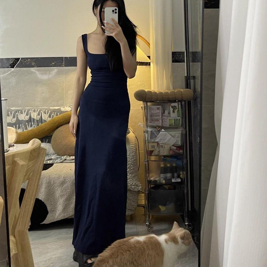 Spring/Summer 2026 Navy Blue Sleeveless Maxi Dress for Tall Women