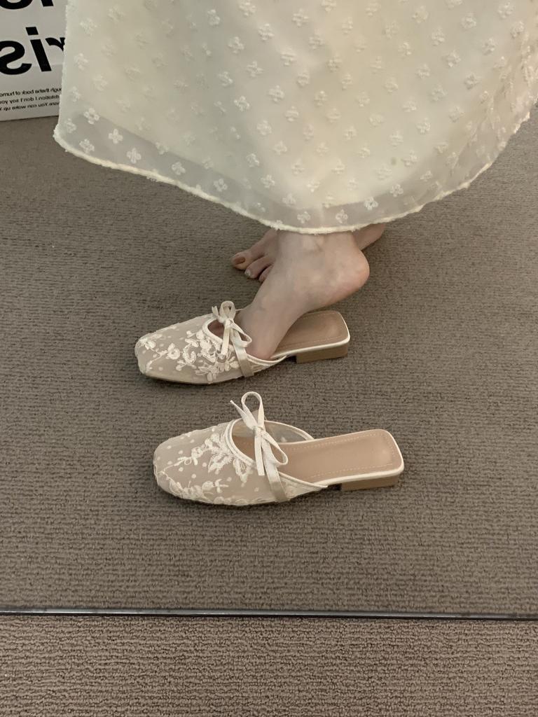 Französische Nische Nude mit Rock Tasche Kopf Sandalen Mädchen Sommer sanft Fee Abendbrise Halbschuhe