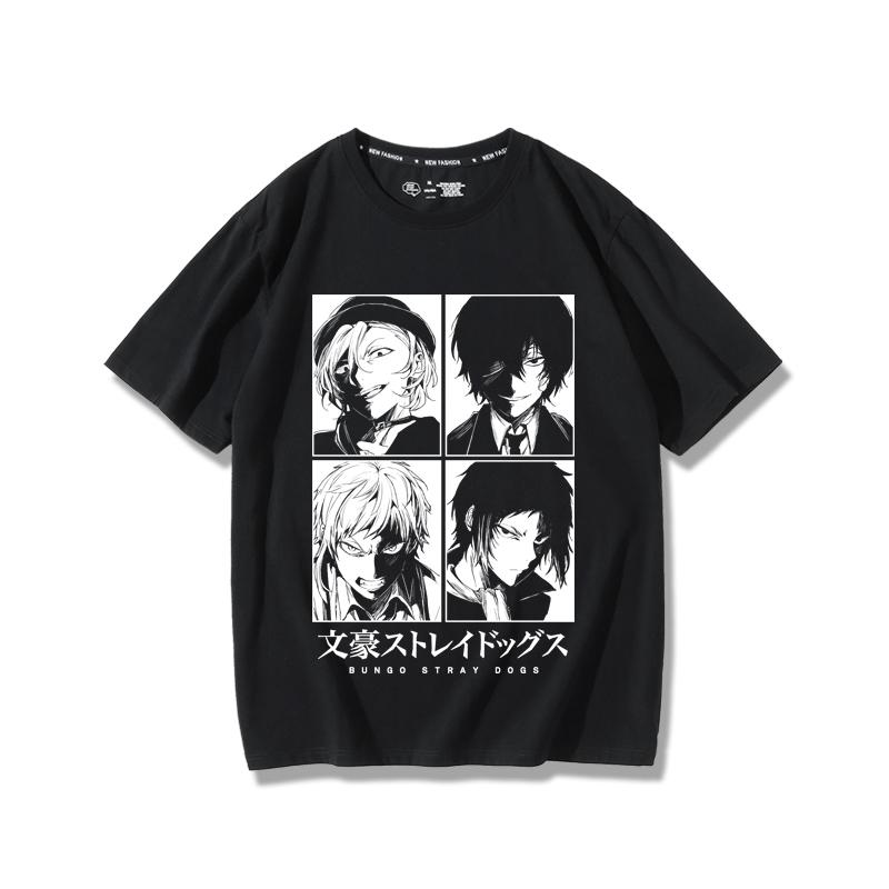 Napínavé anime Bungo Stray Dogs kreativní tisk letní pánské 100% bavlněné tričko venkovní ležérní pouliční trendy pánské oblečení