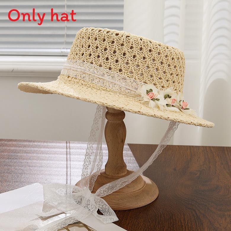Straw Sun Hat With Wide Brim For Summer Beach Vacation Sun Protection