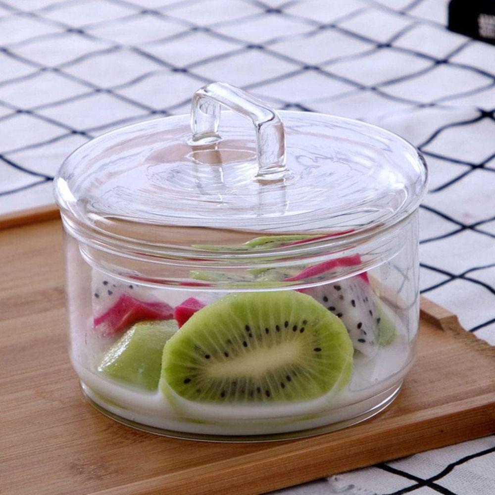 Durable Fresh Salad Bowl Bamboo Cover Airtight Snack Bin Elegant Glass Container  Home