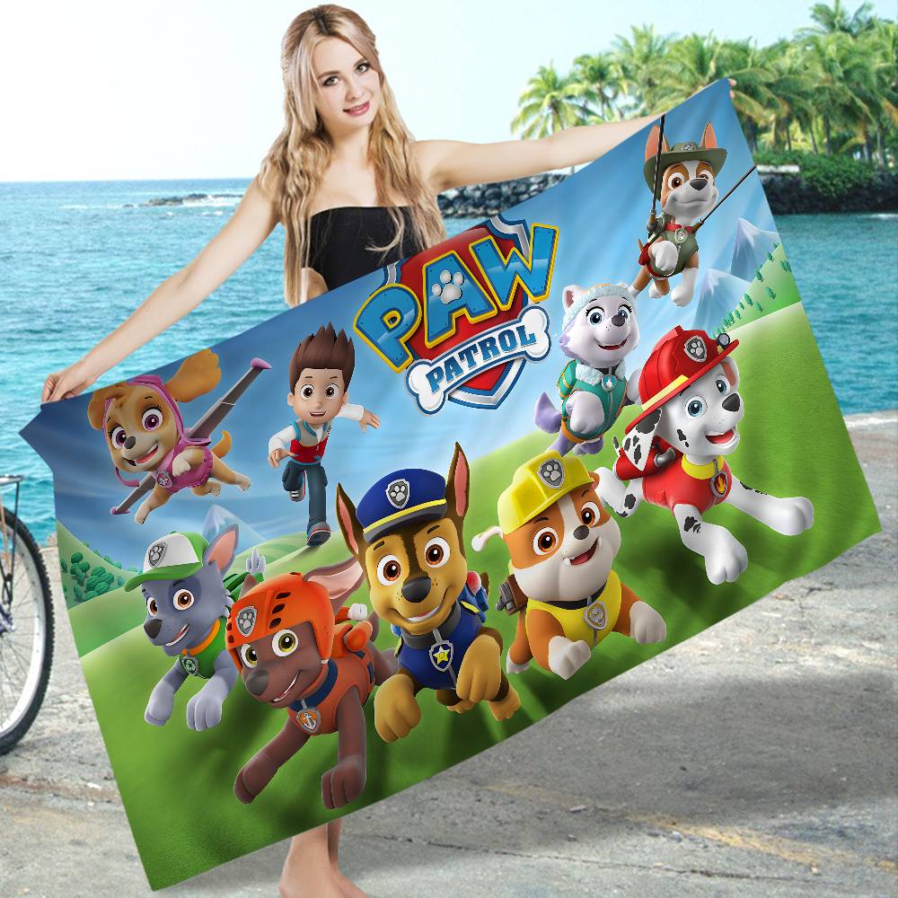 Cartoon P-Patrol Cute Dog Microfiber Blanket Quick Drying Beach Towels Oversized Printing Super Absorbent Pool Towel Blanket