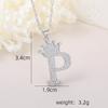 Copper Micro-Inlaid Zircon Crown Letter Pendant Necklace - Hip-Hop Silver Fashion