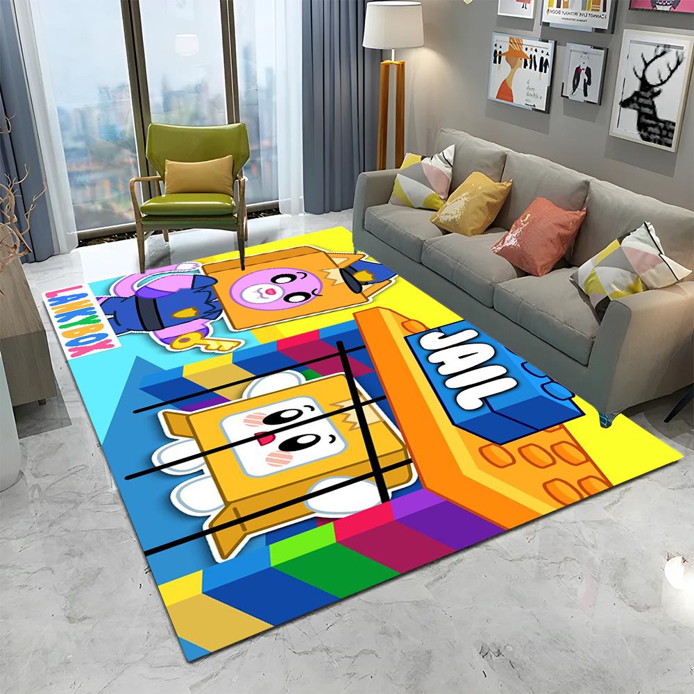 Happy Foxy Boxy and Rocky Lankybox Carpet Rug for Home Living Room Bedroom Sofa Doormat Decor,kids Area Rug Non-slip Floor Mat