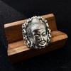Anello Grande Aperto Retro Vairocana Buddha Per Uomini Rame Placcato Argento Punk Gotico Edgy Accessori Buddismo Benedizione Regalo