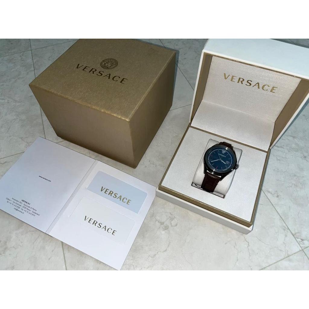 Used VERSACE GLAZE Quartz Men's Gray VERA00418 Clock Watch Luxury Watch Brand