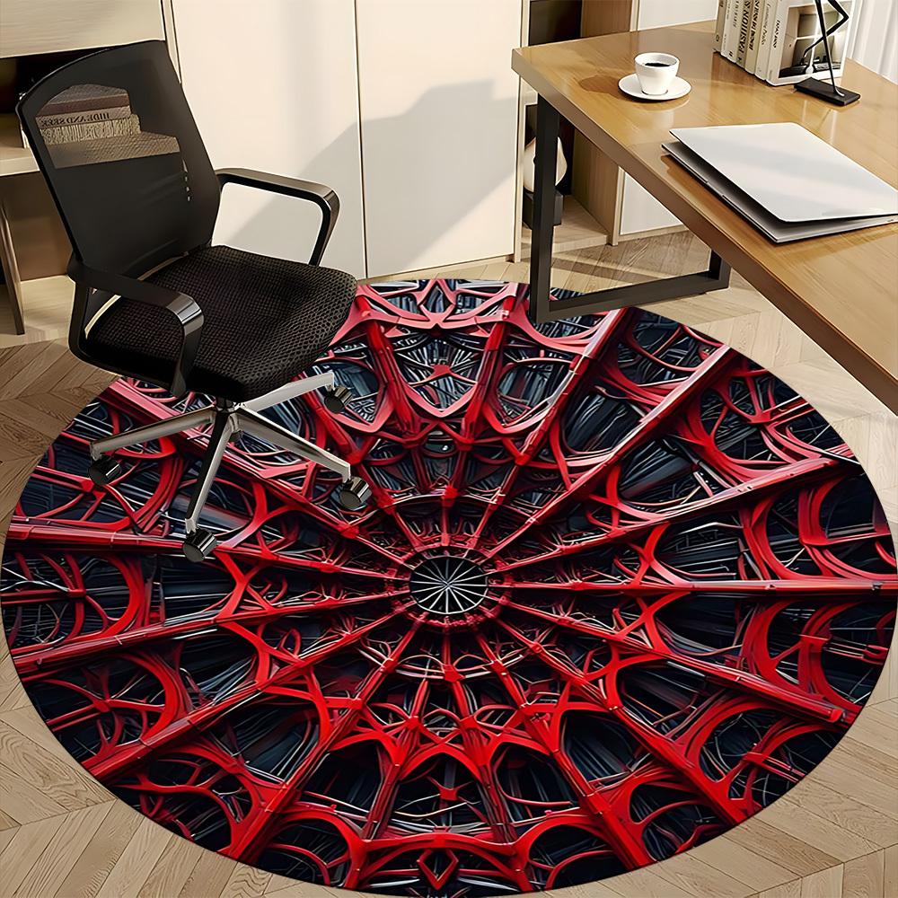 1pc Abstract Structure Grid Office Round Area Rug, Indoor Mat Suitable For Office, Under Office Chairs Bedroom Living Room Home Decor, Room Deco