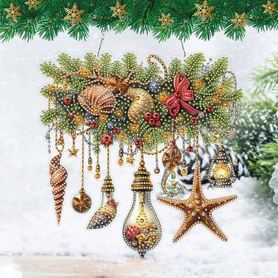 Weihnachtsthema 2D/Flach DIY Strassstein Diamant Kunst Fensteranhänger Diamant Malerei Set Spezielle Form Wanddeko für Zuhause & Fenster