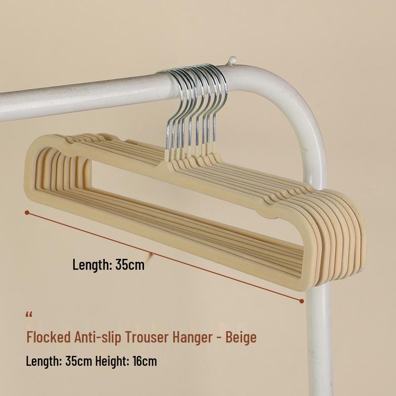Non-Slip Thickened Flocked Clothes Hanger - Seamless, No Shoulder Marks, Multi-functional Household Hanger for Adults