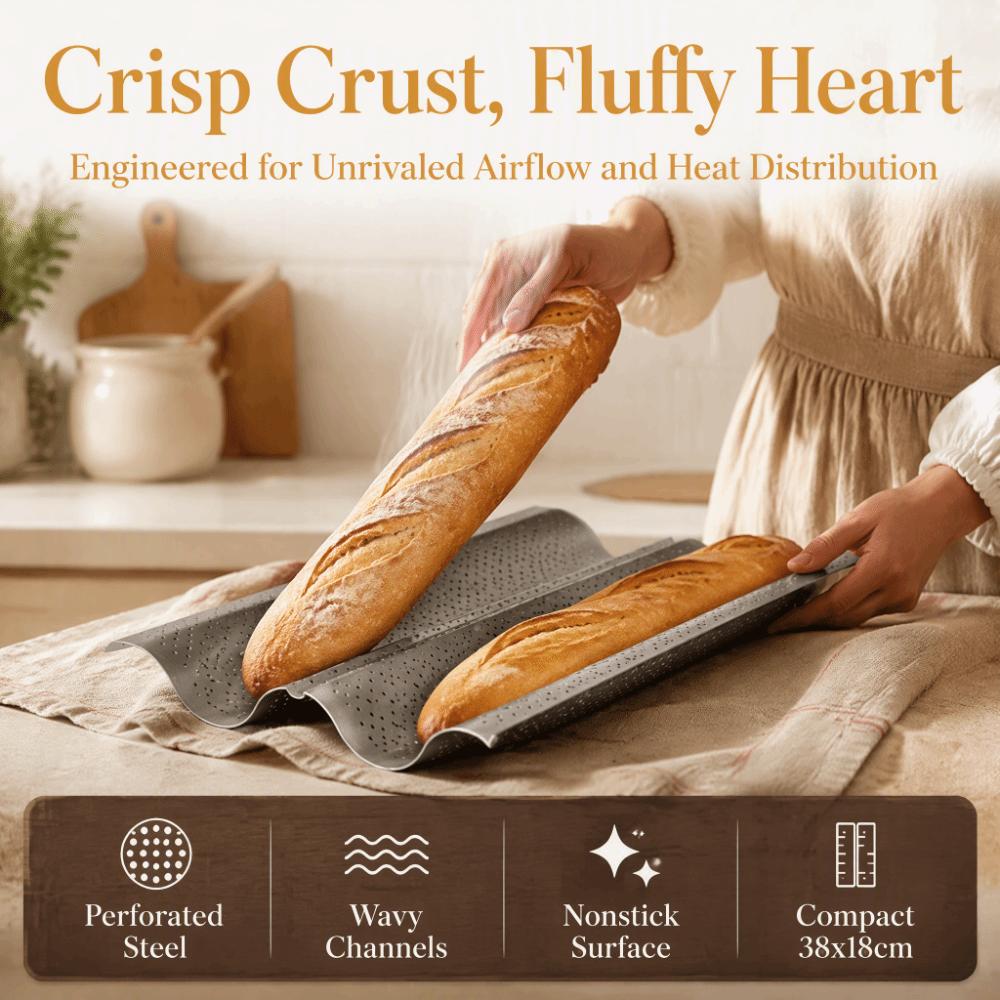 Carbon Steel French Bread Pan Nonstick Bread Baking Mold Durable Baguette Baking Tray Bread Baking
