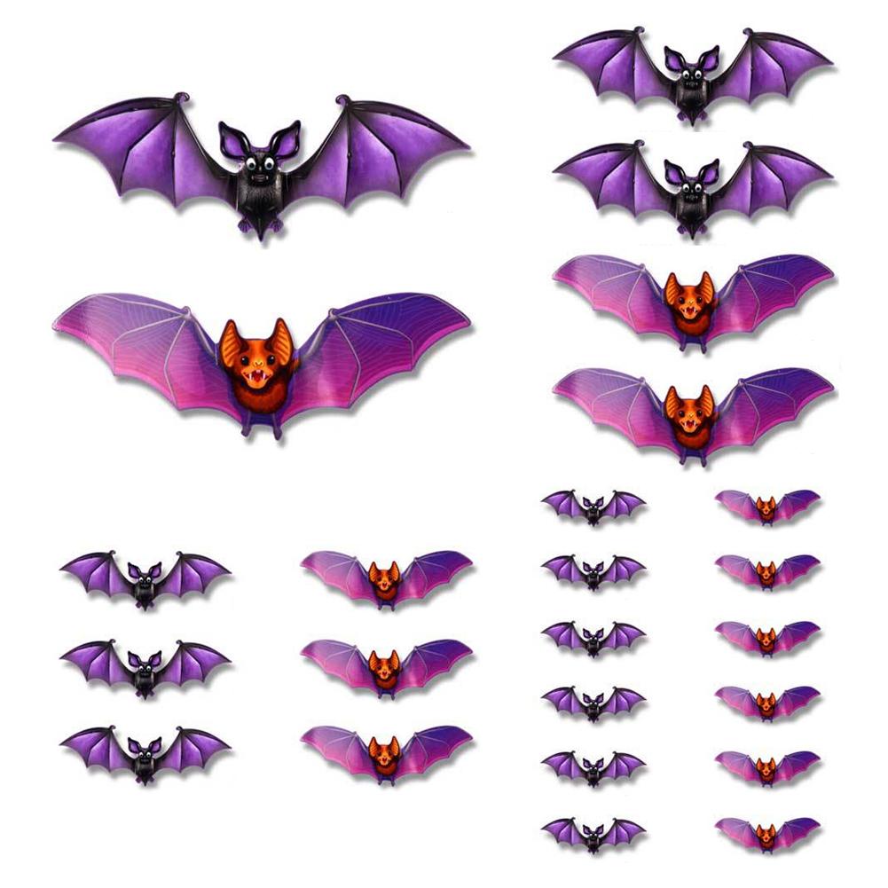 Halloween 3D Stereoscopic Spider Bat LED Flashing Light Party Window Atmosphere Wall Sticker Decoration